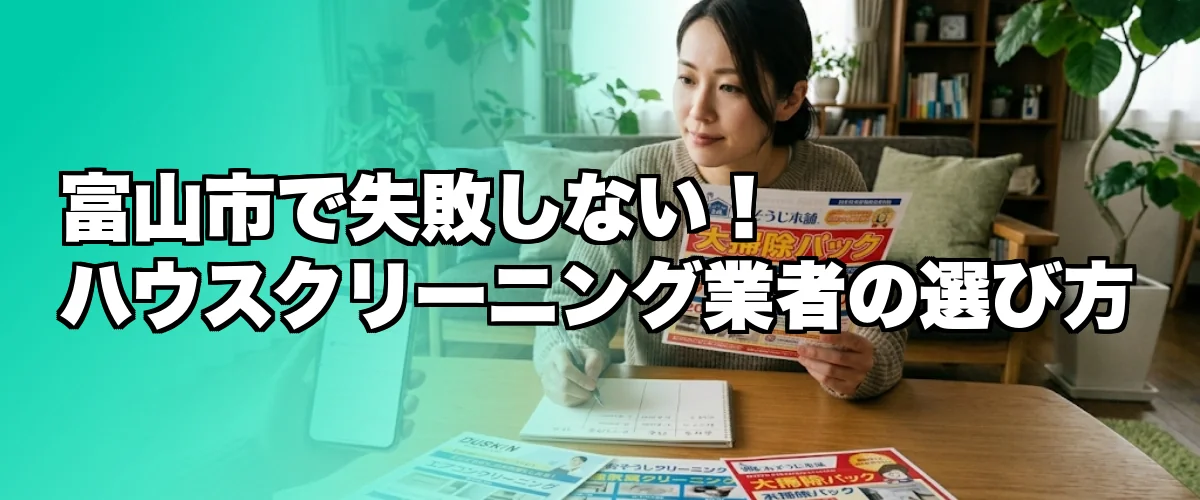 富山市でのハウスクリーニング業者の選び方を解説するイメージ